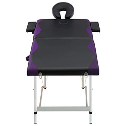 vidaXL Table de massage pliable 2 zones Aluminium Noir et violet