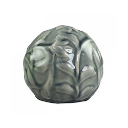 L'Héritier Du Temps Magnifique Petite Boule Décorative Sphère Objet Déco à Poser en Céramique Vert Olive à Relief Ø10cm