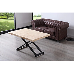 Avis Pegane Table basse relevable de salon en bois de chêne naturel avec pieds en métal noir Longueur 120 x Profondeur 80 x Hauteur 49-76 cm