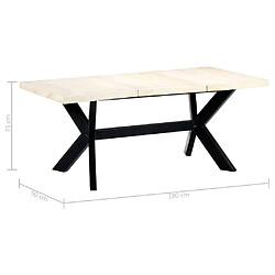 Acheter vidaXL Table à dîner Blanc 180x90x75 cm Bois de manguier massif