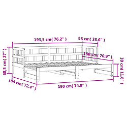 Vidaxl Lit de jour avec lit gigogne blanc 90x190 cm bois de pin massif pas cher