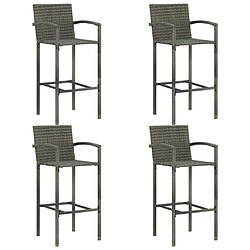 Avis Maison Chic Jeu de bar de jardin 5 pcs avec accoudoirs,Mobilier d'extérieur Résine tressée Gris -GKD352409