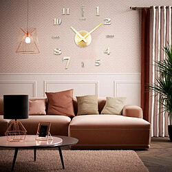 Autocollant 3D Minimaliste Horloge Murale Chambre Restaurant Salle De Bains Décor Artisanat Or pas cher