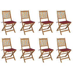 vidaXL Chaises pliables d'extérieur et coussins lot de 8 Bois d'acacia