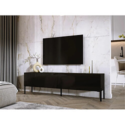 3XELIVING Meuble TV en couleur Noir mat avec pieds droits en noir, D: l : 170 cm, H : 52 cm, P : 32 cm