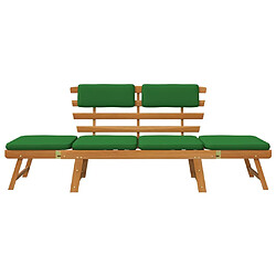 Helloshop26 Banc de jardin meuble de patio d'extérieur 2-en-1 terrasse avec coussins 190 x 68 x 74 cm bois solide d'acacia 02_0011597