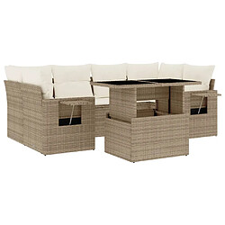 vidaXL Salon de jardin avec coussins 7 pcs beige résine tressée