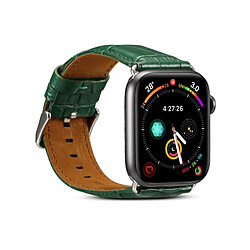 Wewoo Pour Apple Watch Series 5 & 4 44mm / 3 & 2 & 1 42mm cuir de vachette Crocodile Texture Strap Bracelet de montre vert