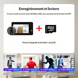 Acheter Judas de porte intelligent WiFi écran 1080P Vision nocturne HD Audio bidirectionnel Caméra Sécurité pour la maison + Micro SD 64go