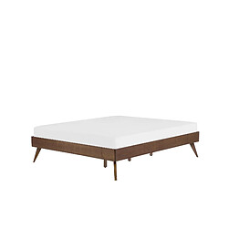 Beliani Lit double en bois foncé 160 x 200 cm BERRIC