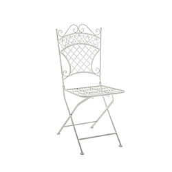 Decoshop26 Chaise de jardin pliable en fer forgé blanc MDJ10082