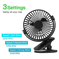 Universal Ventilateur de bureau/bureau à clips rechargeables Mini pince portative Aspirateur rotatif à 360 degrés avec ventilateur de refroidissement à air | Gadget USB