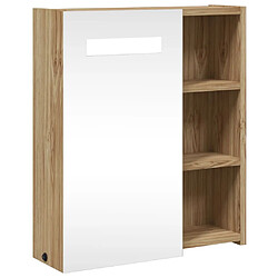 vidaXL Armoire de salle de bain à miroir avec LED chêne 45x13x52 cm