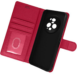 Avizar Housse pour Honor Magic 5 Pro Support Vidéo Portefeuille Simili Cuir Litchi rose