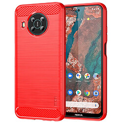 Coque en TPU MOFI Texture en fibre de carbone, surface brossée, anti-rayures, rouge pour votre Nokia X100