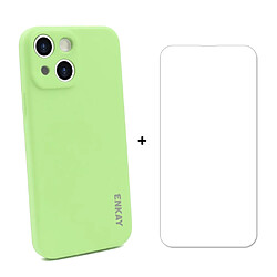 Enkay Coque en silicone anti-rayures, bord droit résistant vert clair pour votre Apple iPhone 13 mini 5.4 pouces