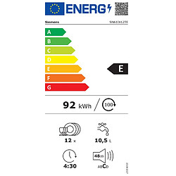 Lave-vaisselle 60cm 12 couverts 48db tout intégrable - sn61ix12te - SIEMENS