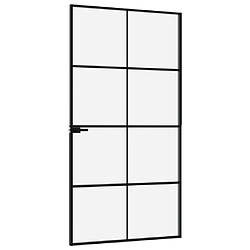 Avis vidaXL Porte d'intérieur Noir 102x201,5 cm Trempé verre aluminium fin