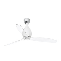 Faro Barcelona Ventilateur de plafond blanc mat et transparent avec moteur à courant continu intelligent - Télécommande incluse 