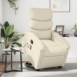 vidaXL Fauteuil inclinable de massage électrique crème similicuir