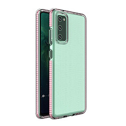 Ozzzo housse de protection en gel tpu transparent spring coque avec cadre colore pour samsung galaxy a02s eu rose clair