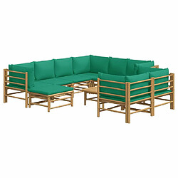 Avis Maison Chic Salon de jardin 10 pcs + coussins - Mobilier/Meubles de jardin - Table et chaises d'extérieur vert bambou -MN29046