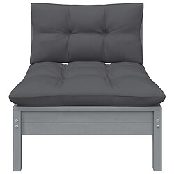 Maison Chic Canapé central de jardin avec coussins | Canapé Sofa d'extérieur | Fauteuil terrasse anthracite Gris Pin -MN14932