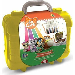 Multiprint Valise Travel Set 44 Gatti, Made in Italy, Livre de Coloriage, avec Puzzles et Crayons, Tampons Enfants, en Bois et Caoutchouc Naturel, Encre Lavable Non Toxique, Idée Cadeau, Art.42986