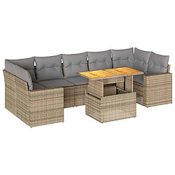 vidaXL Salon de jardin avec coussins 8 pcs beige résine tressée