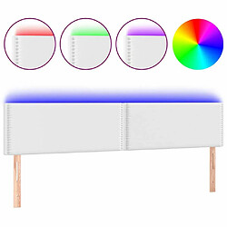 Maison Chic Tête de lit scandinave à LED,meuble de chambre Blanc 160x5x78/88 cm Similicuir -MN23184