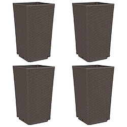 vidaXL Jardinières 4 pcs marron 32,5x32,5x57 cm polypropylène