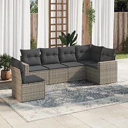 Maison Chic Salon de jardin 6 pcs avec coussins | Ensemble de Table et chaises | Mobilier d'Extérieur gris résine tressée -GKD96228