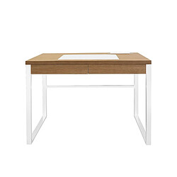 Avis The Home Deco Factory Bureau en métal et MDF - L. 100 x H. 74 cm - Blanc et Beige