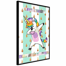 Paris Prix Affiche Murale Encadrée Dabbing Unicorn 20 x 30 cm Noir