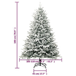 vidaXL Sapin de Noël artificiel à flocons de neige Vert 180 cm PVC/PE pas cher