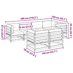 vidaXL Salon de jardin 7 pcs avec coussins bois de pin imprégné pas cher