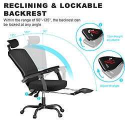 Avis BIGZZIA Chaise de Bureau - Rattantree Ergonomique Fauteuil - avec Accoudoirs / Appui-tête / Repose-pieds - Soutien Lombaire Règalable