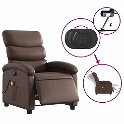 Maison Chic Fauteuil Relax pour salon, Fauteuil de massage inclinable électrique marron similicuir -GKD53182 pas cher