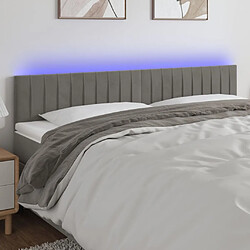 Maison Chic Tête de lit scandinave à LED,meuble de chambre Gris clair 160x5x78/88 cm Velours -MN74316