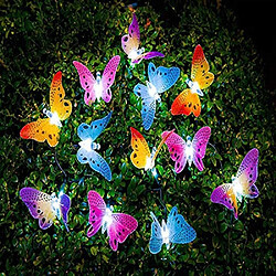 Papillon Solaire Guirlande Lumineuse Extérieure, 12 LED Waterpoof LED Solaire Papillon Lumières Extérieur Intérieur pour Chambre