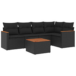 Maison Chic Salon de jardin 6 pcs avec coussins | Ensemble de Table et chaises | Mobilier d'Extérieur noir résine tressée -GKD49601