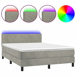 Sommier à lattes LED,Cadre à lattes de lit avec matelas pour Adulte Gris clair 140x200 cm -MN35066