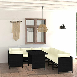 Maison Chic Salon de jardin 9 pcs + coussins - Mobilier/Meubles de jardin - Table et chaises d'extérieur Résine tressée Noir -MN41400