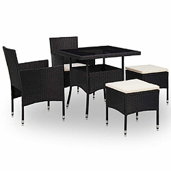 Maison Chic Mobilier à dîner 5 pcs de jardin - Ensemble table et chaises d'extérieur - Salon/Mobilier de jardin classique Noir Résine tressée et verre -MN42815