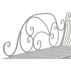 Decoshop26 Banc de jardin banquette design en fer forgé blanc vieilli dossier côté droit 156x46 cm MDJ10190 pas cher