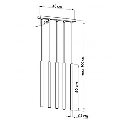 Luminaire Center Suspension Pastelo Acier blanc 5 ampoules 100cm