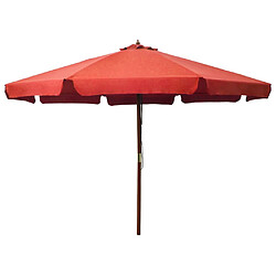 vidaXL Parasol d'extérieur avec mât en bois 330 cm Terre cuite