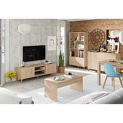 Acheter Pegane Buffet 2 portes + 4 tiroirs coloris effet bois - Hauteur 90 x Longueur 140 x Profondeur 40 cm