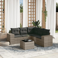 Maison Chic Salon de jardin 6 pcs avec coussins | Ensemble de Table et chaises | Mobilier d'Extérieur gris résine tressée -GKD49511