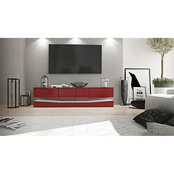 Avis Mpc Meuble TV Avec Socle Blanc et bordeaux Haute Brillance (178 X Variable X 39 Cm)